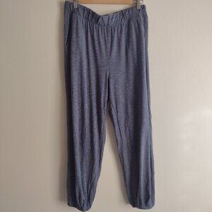 Garnet Hill  Blue Tencel Cotton Joggers L Relaxed Fit Easy Wear Lounge Pants